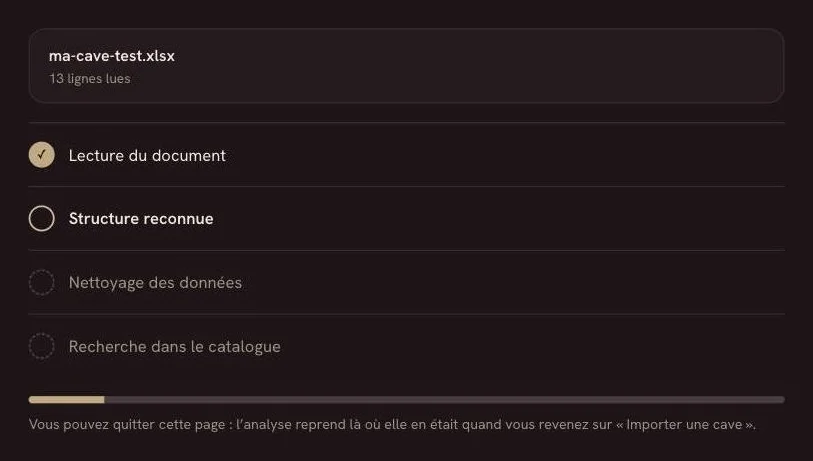 L'analyse en cours : lecture, structure, nettoyage, recherche dans le catalogue