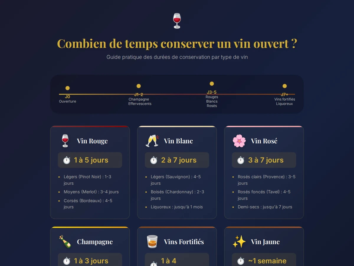 Infographie récapitulative : Comment Conserver un Vin Après Ouverture : Guide Complet 2025